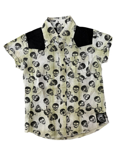 Knuckleheads Skull Print Button Shirt Size 6