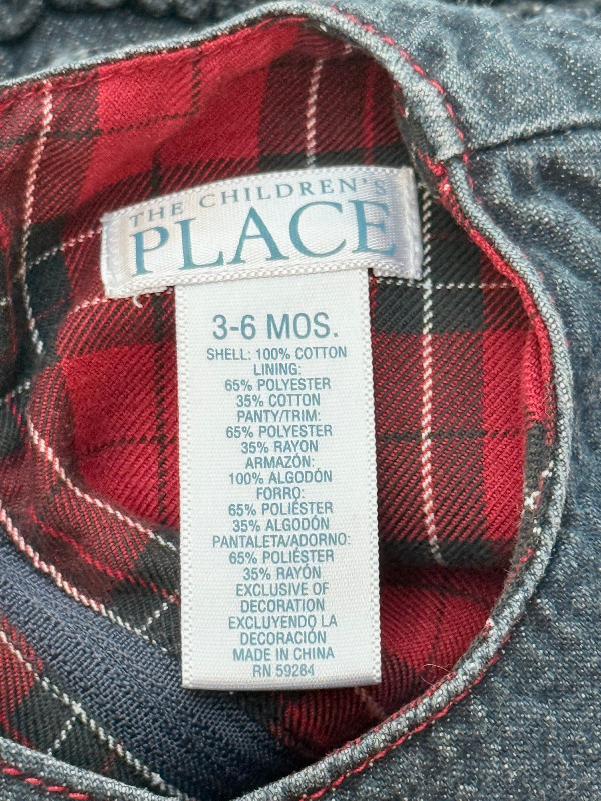 The Children's Place Denim Plaid Heart Dress 3-6M