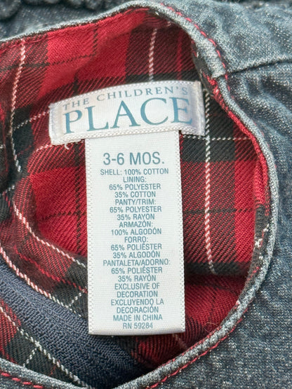 The Children's Place Denim Plaid Heart Dress 3-6M