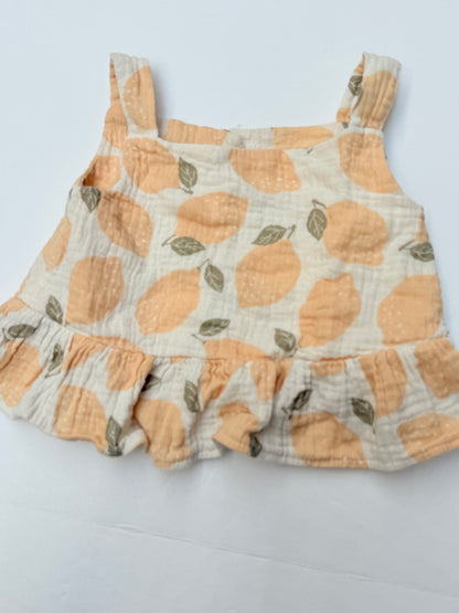 Lemon Print Ruffle Top 12M