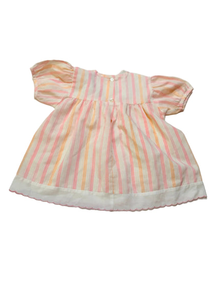 Vintage Saint Nicholas Striped Embroidered Dress 12m
