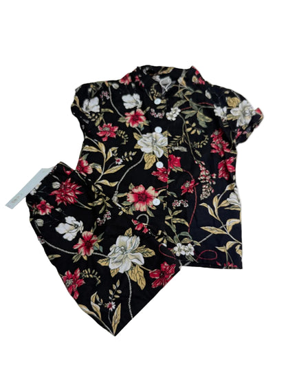 Unknown Black Floral Pajama Set Size 24m