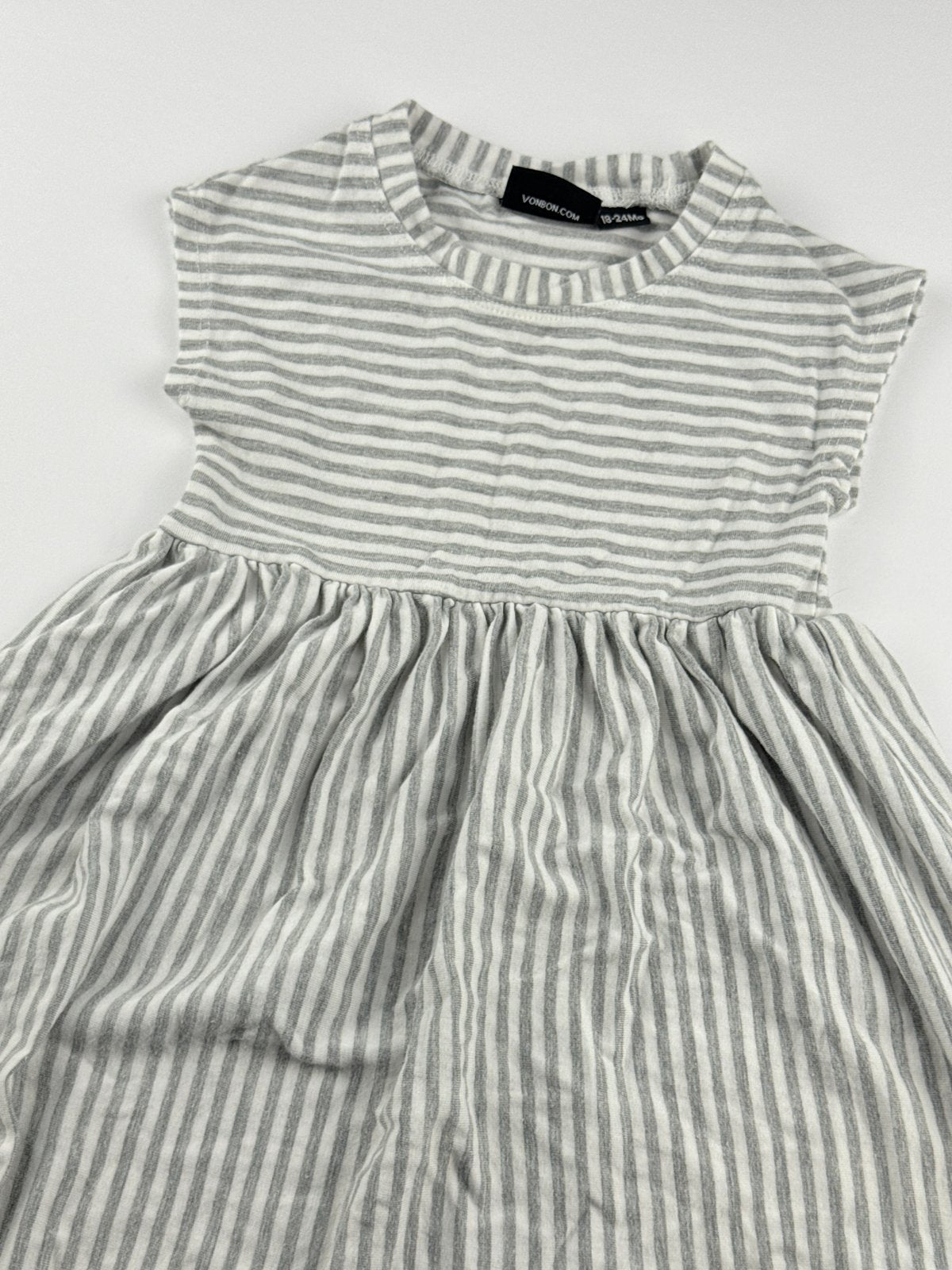 Vonbon Gray Striped Dress 18-24M