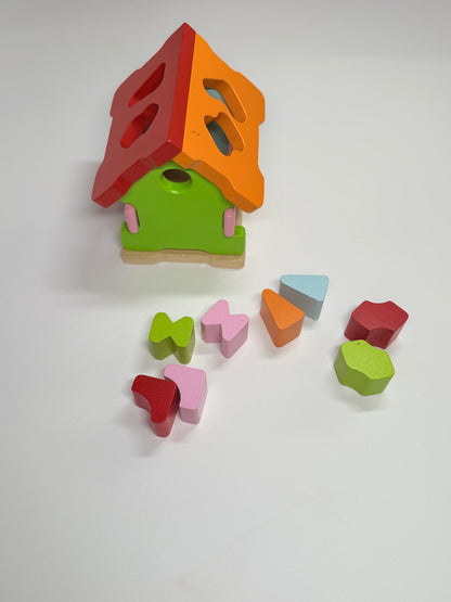 Wooden Shape Sorter House Toy