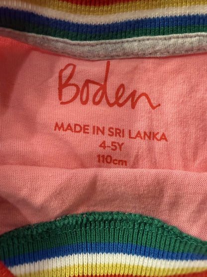 Boden Pink Rainbow Trim Long Sleeve Top 4-5Y