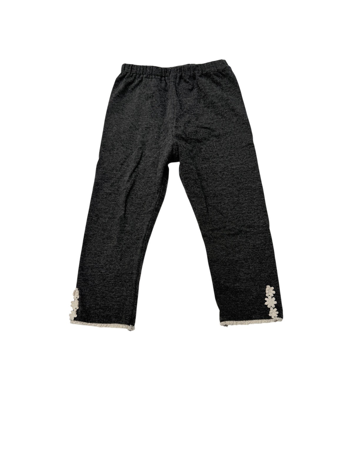 Gray Leggings with Crochet Flower Trim 2T