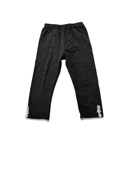 Gray Leggings with Crochet Flower Trim 2T