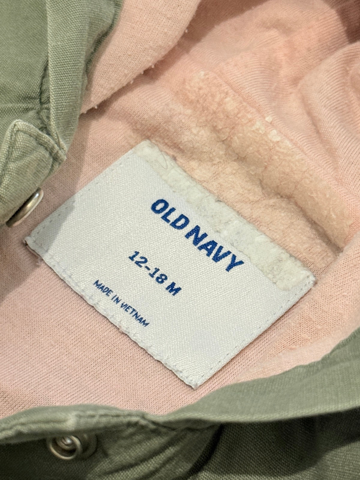 Old Navy Olive Hooded Jacket 12-18M