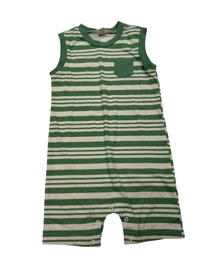 Pl Baby Green Stripe Sleeveless Romper 24m