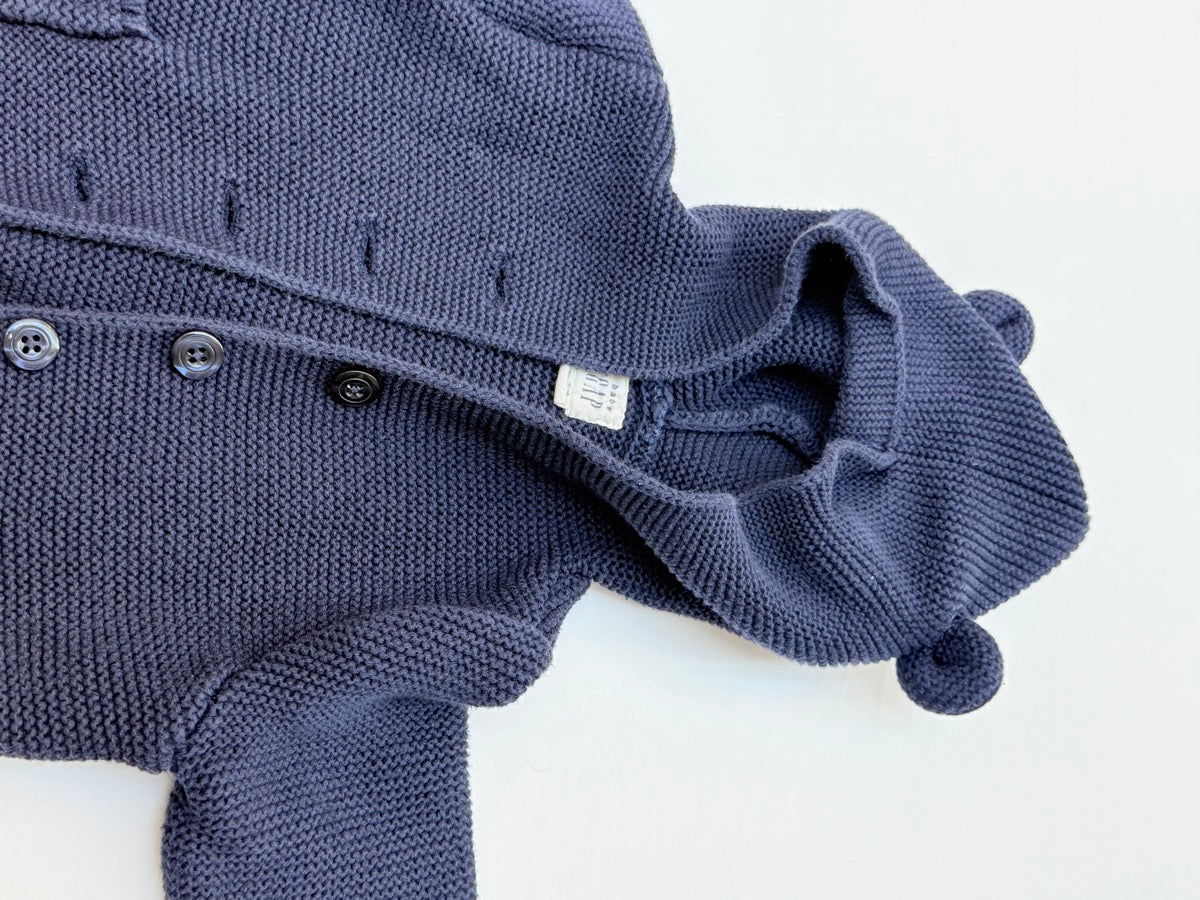 Baby Gap Navy Hooded Bear Cardigan 12-18M