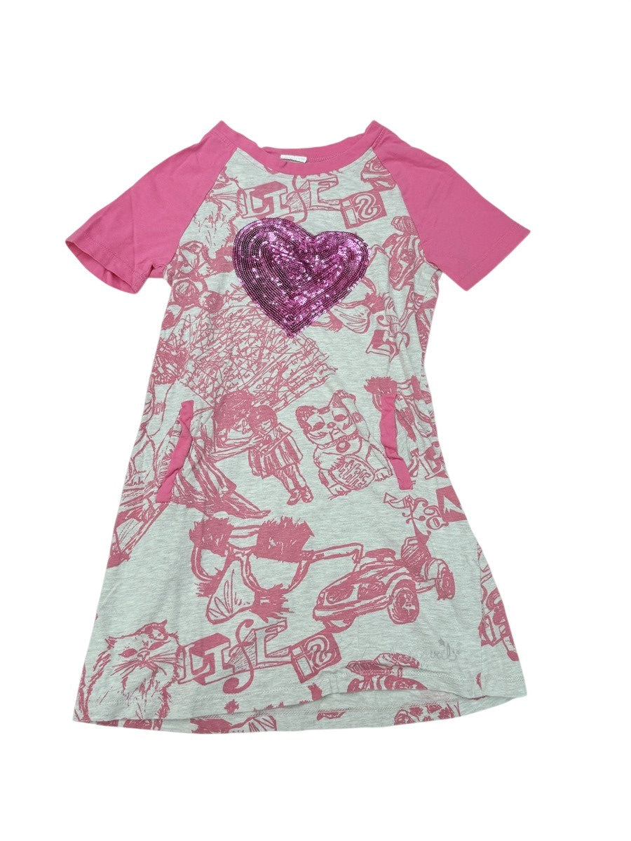 Sequin Heart Graphic Dress 6/7Y