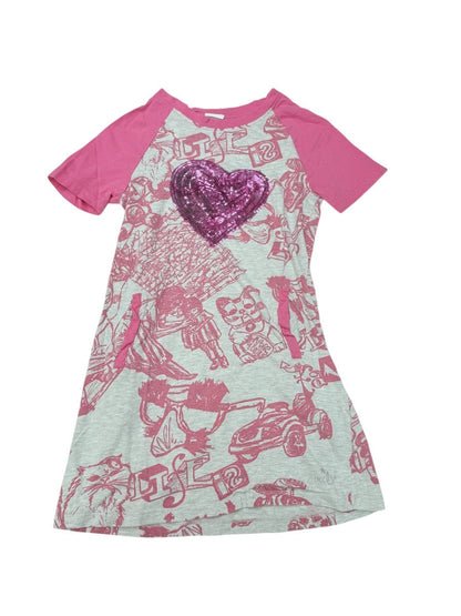Sequin Heart Graphic Dress 6/7Y