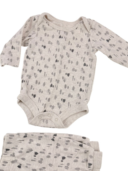 Canadiana Forest Print Bodysuit and Pants Set 0-3M