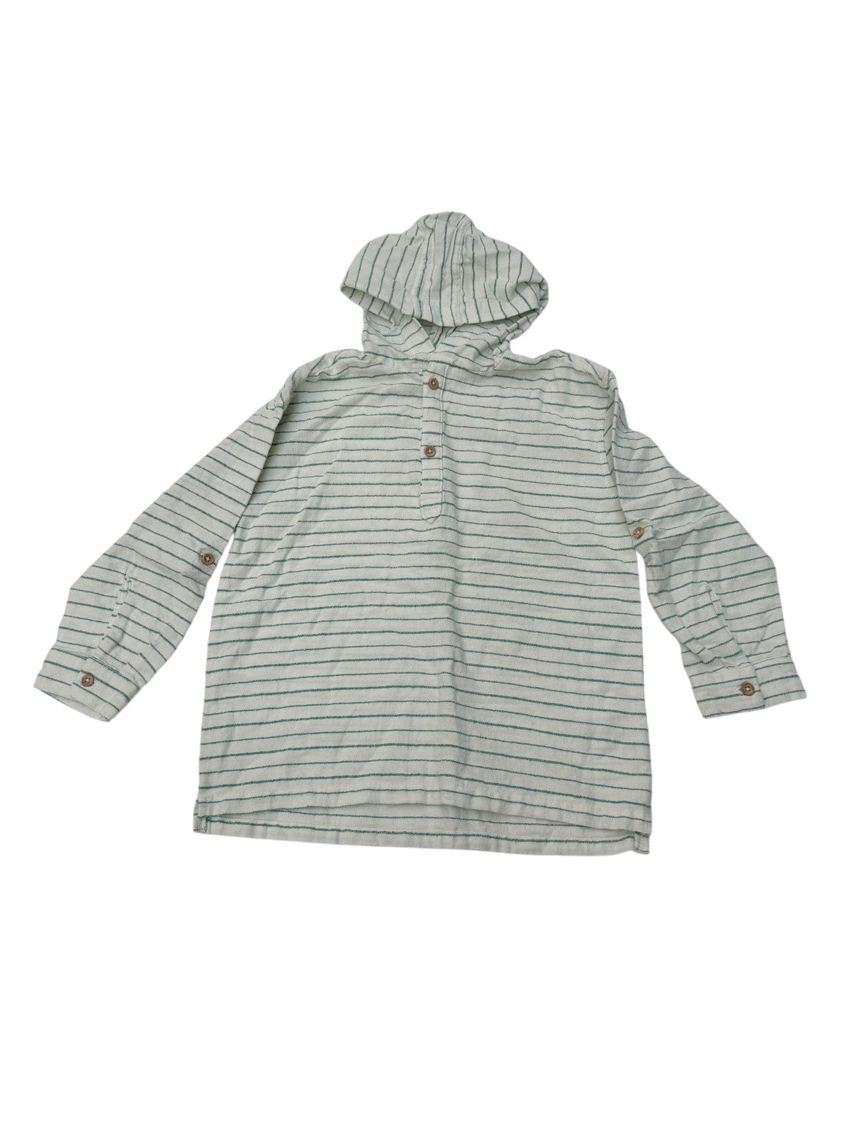 Zara Striped Hooded Henley Hoodie 6Y