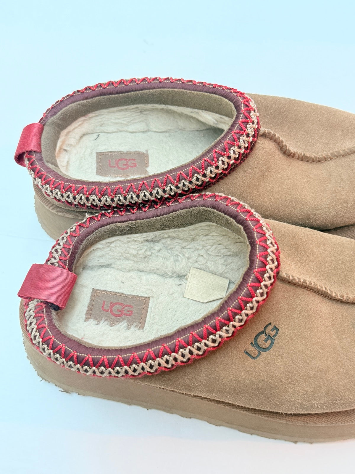 UGG Tazz Tan Suede Slipper Mules Size 6