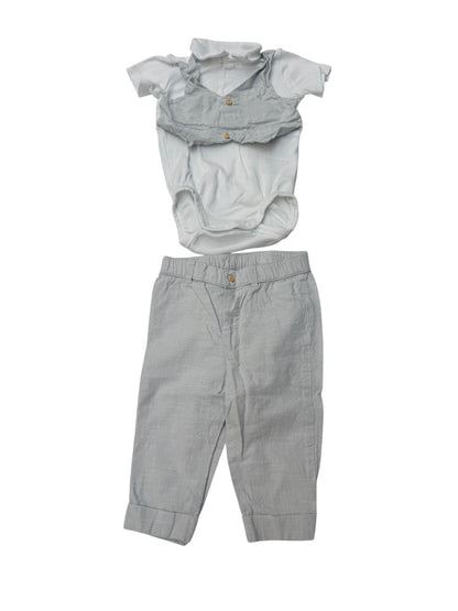 H&M Faux Vest Bodysuit Pants Set 9M