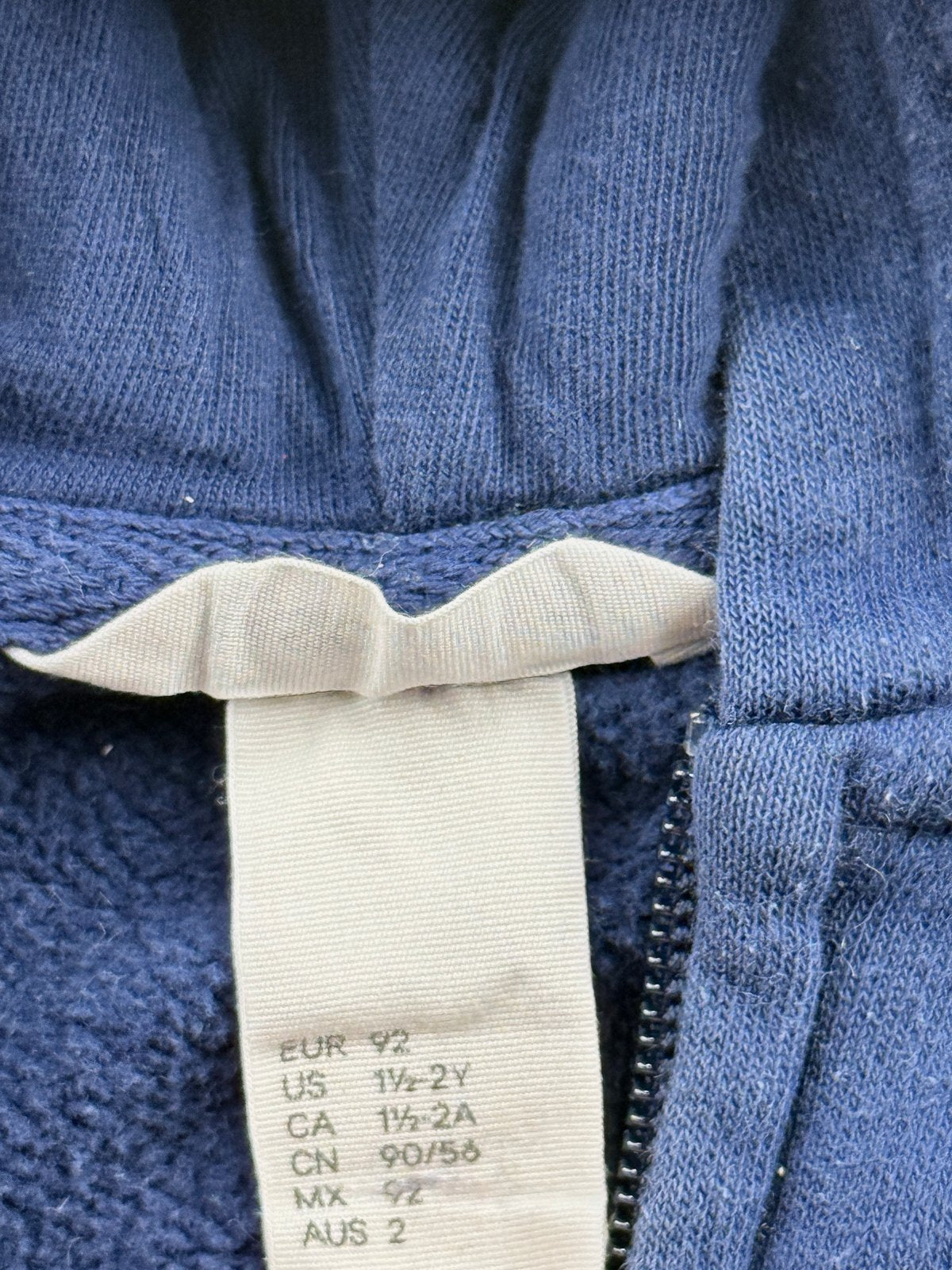 H&M Navy Zip-Up Hoodie Size 2T