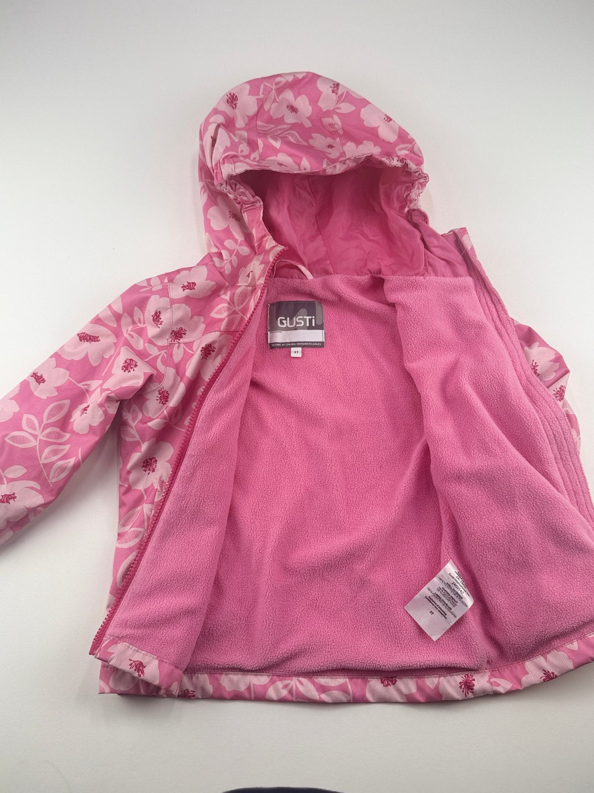 Gusti Pink Floral Rain Jacket & Pants Set 3T - Play Condition