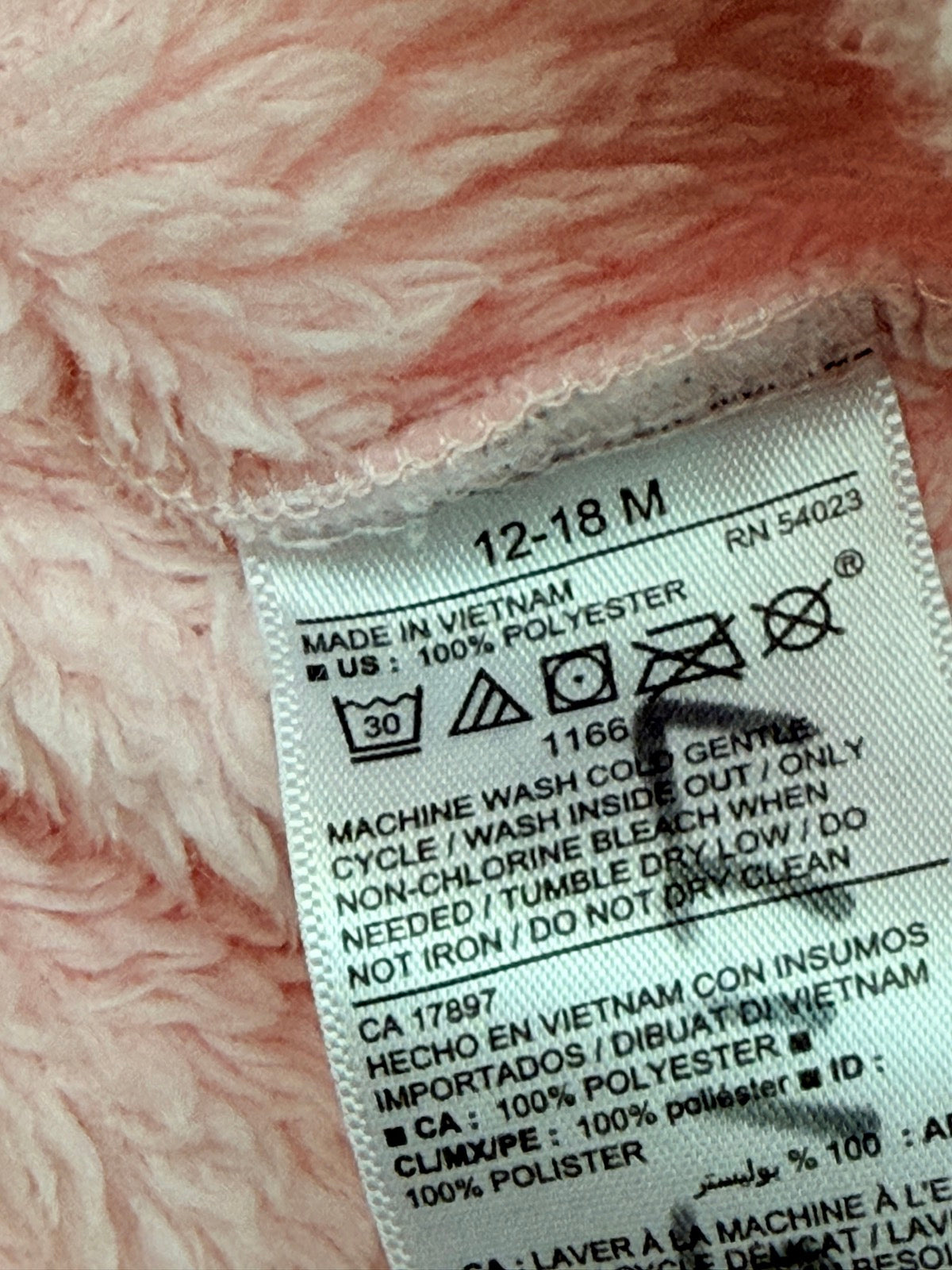 Old Navy Pink Sherpa Bear Ear Jacket 12-18M
