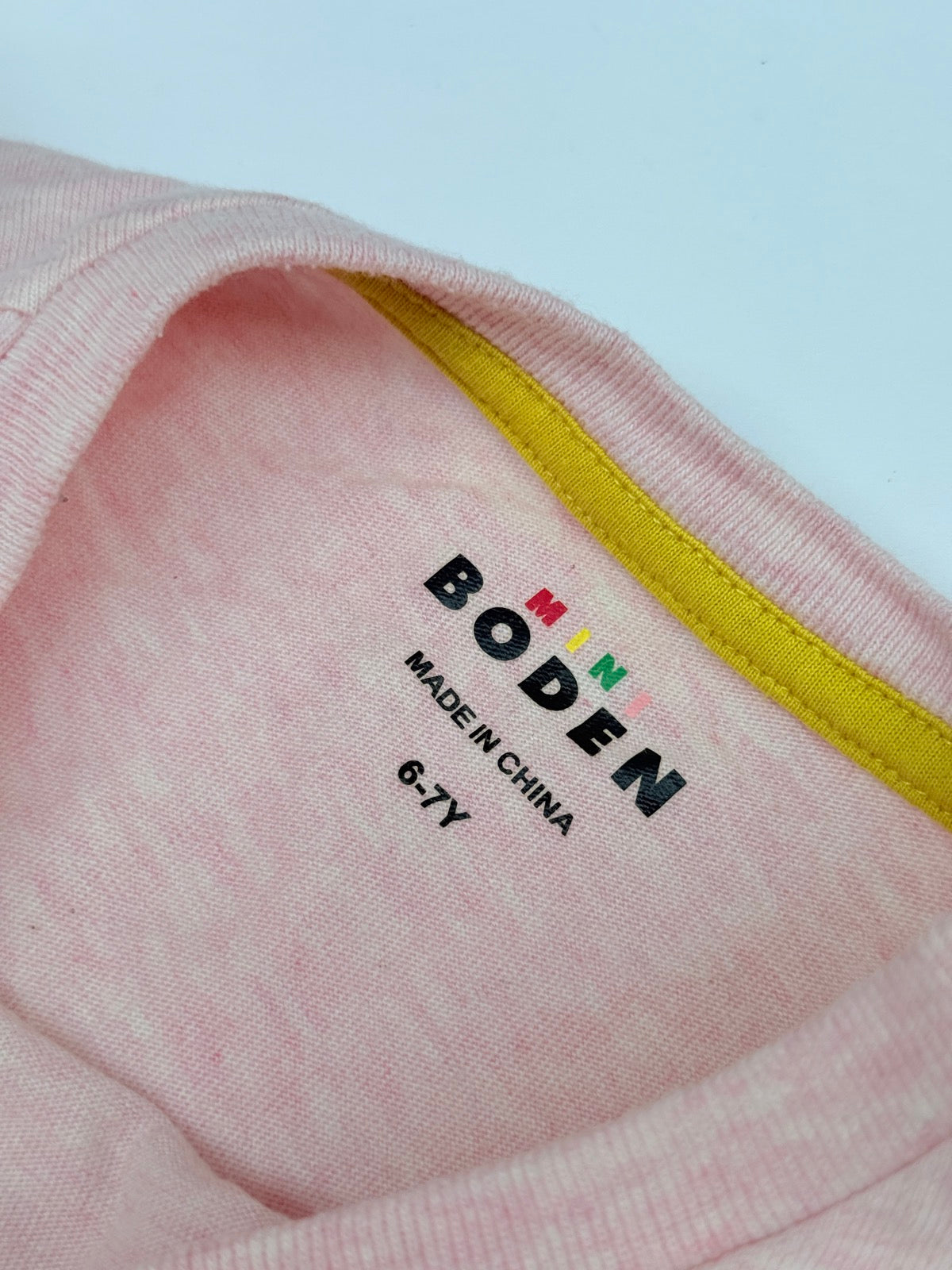 Mini Boden Bunny Appliqué Pink T-Shirt 6-7Y