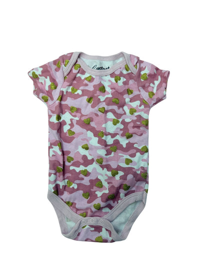 Contact Pink Camo Glitter Heart Bodysuit 6-9M