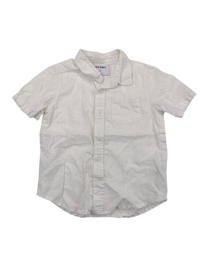 Old Navy White Linen Blend Shirt 3T