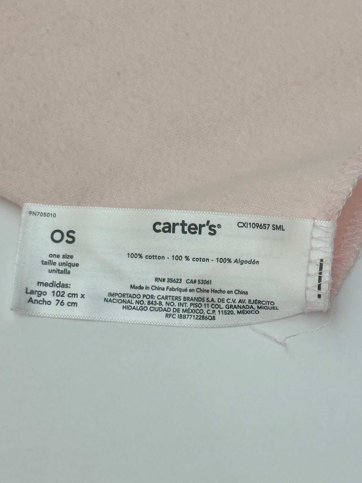 Carter's Pink Cotton Swaddle Blanket One Size