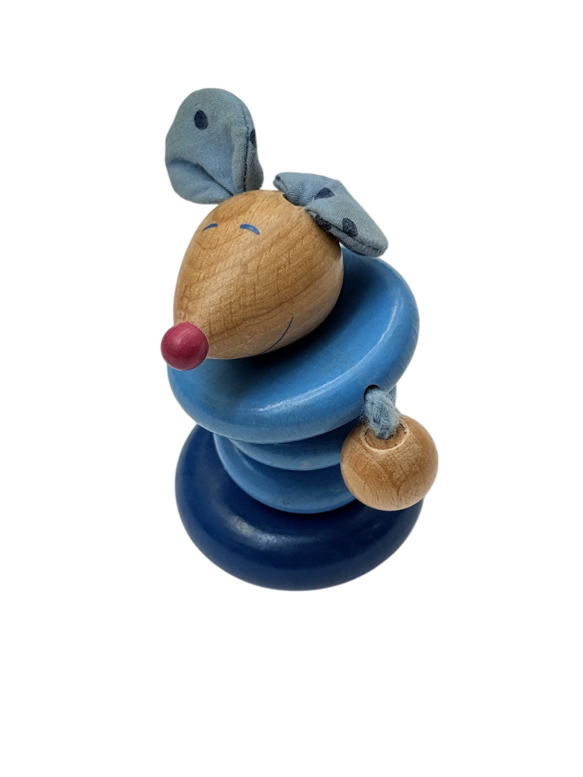 Tiny Wooden Bunny Ring Rattle Toy