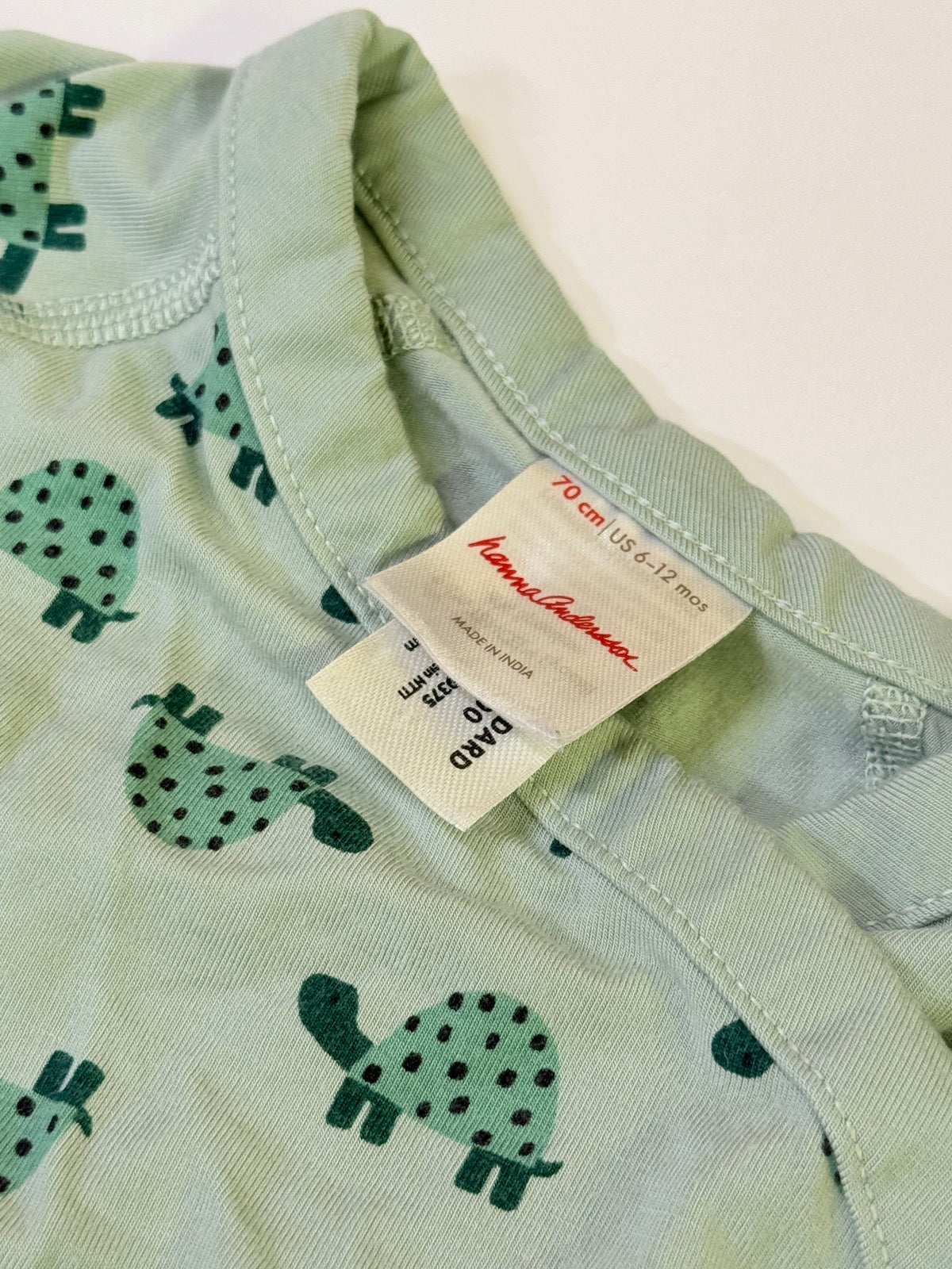 Hanna Andersson Turtle Print Bodysuit 6-12m