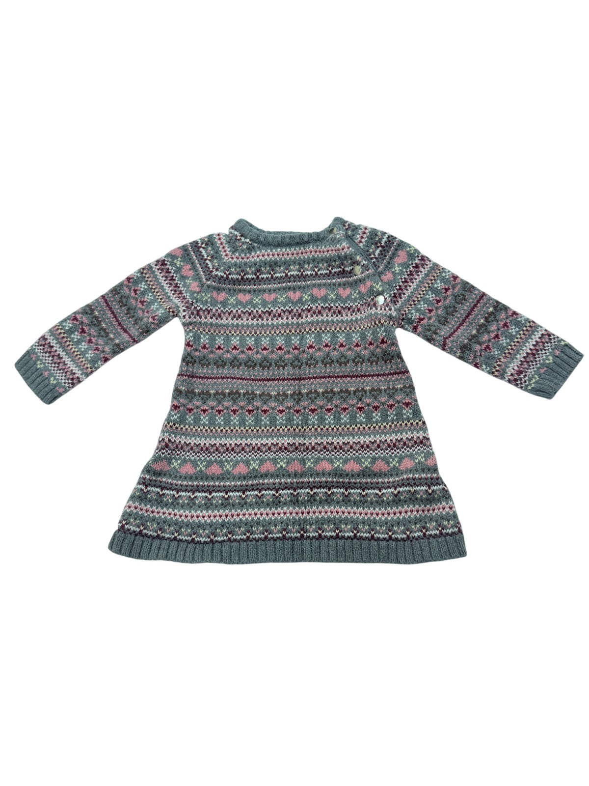 Joe Fresh Fair Isle Heart Sweater Dress 6-12M