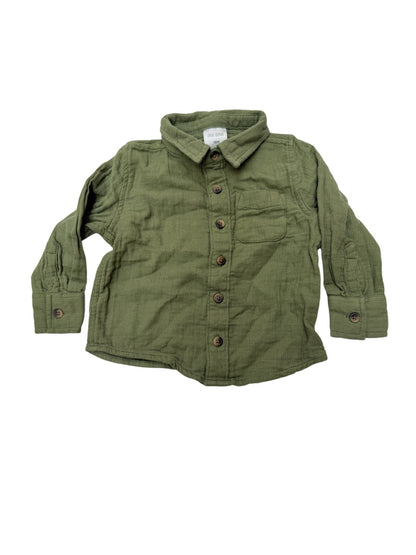 Okie Dokie Olive Green Button-Up Shirt 18M