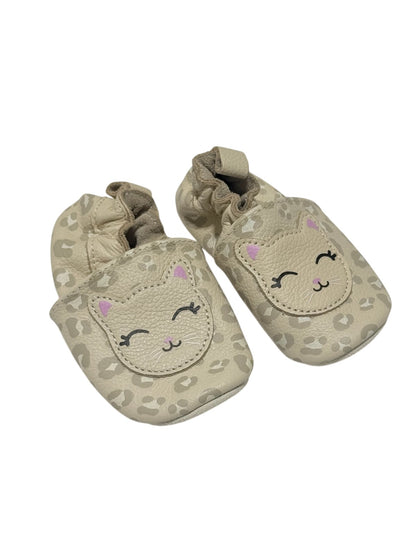 Leopard Cat Leather Baby Booties 0-6M
