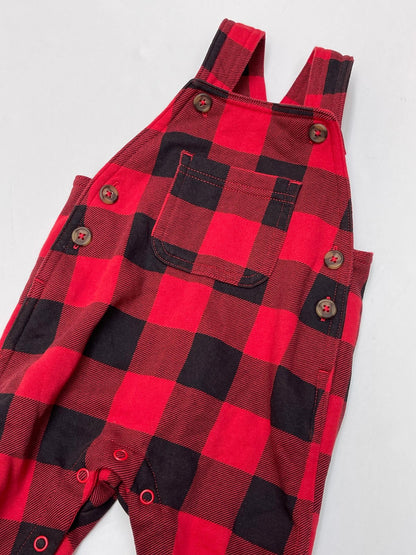 Joe Fresh Red Buffalo Plaid Overalls 6-12M