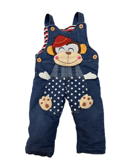 Monkey Applique Denim Overalls 18-24M