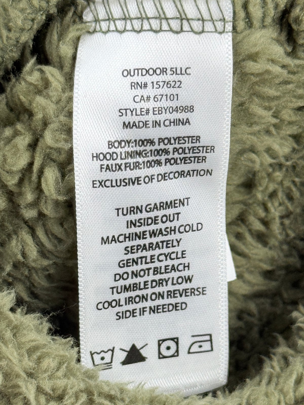 Eddie Bauer Olive Sherpa Bear Ear Jacket 0/3M