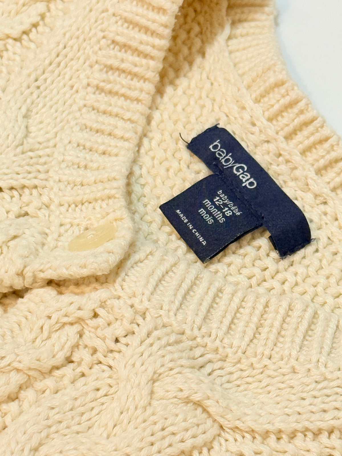 babyGap Cream Cable Knit Cardigan 12-18m