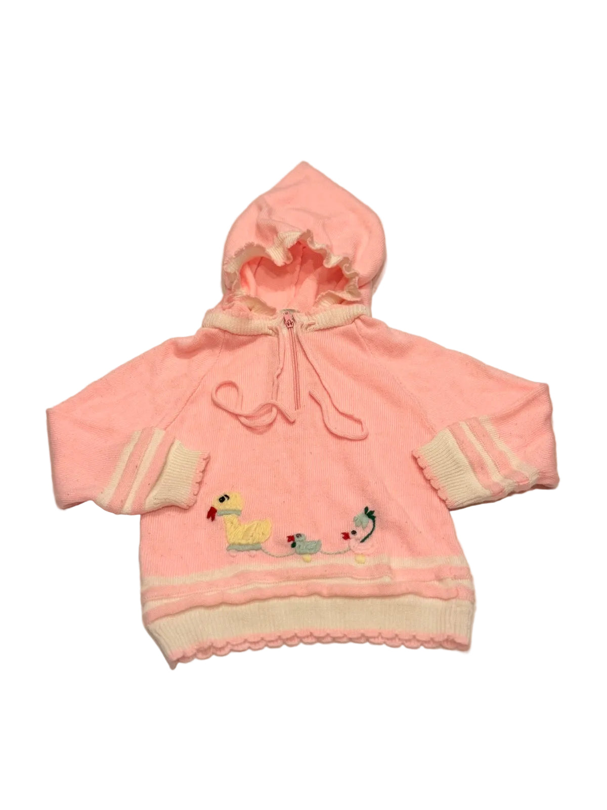 Vintage Sears Pink Hooded Duck Sweater Size 26