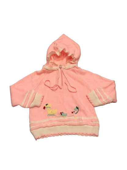 Vintage Sears Pink Hooded Duck Sweater Size 26