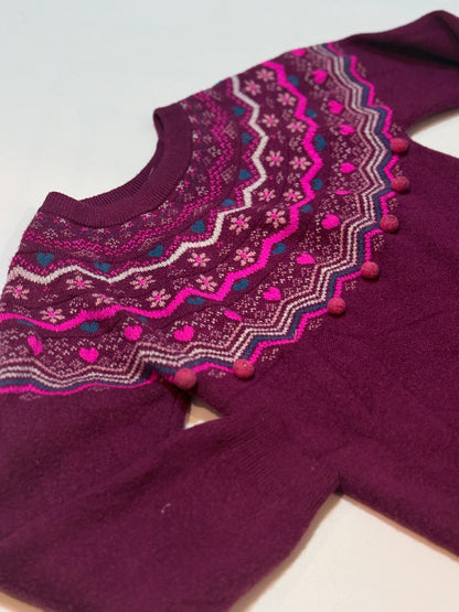 Deux par Deux Purple Fair Isle Sweater Size 6