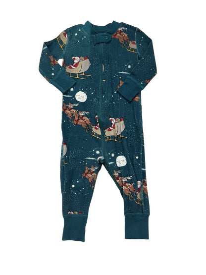 Hanna Andersson Santa Sleigh Zip Pajamas 3-6M