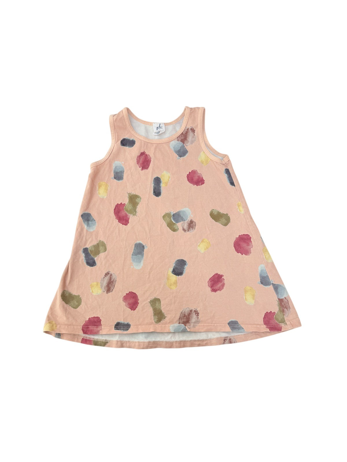 Peekaboo Beans Peach Watercolor Dot Dress Size 4