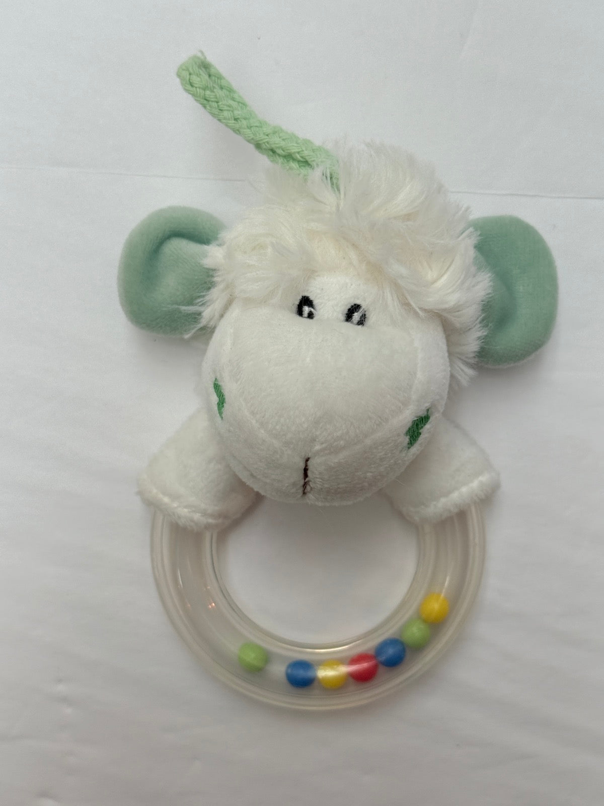 Plush Lamb Ring Rattle Teether Toy