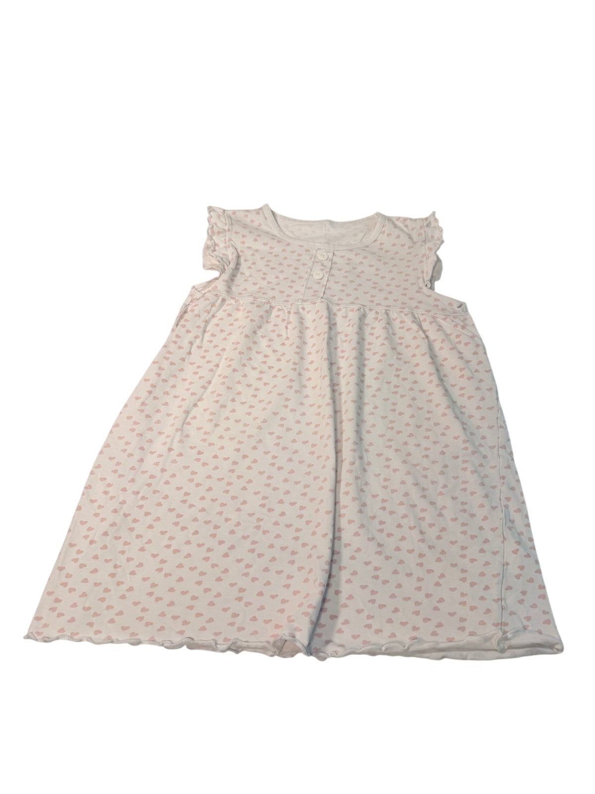 White Heart Print Flutter Sleeve Dress Size 5-6Y