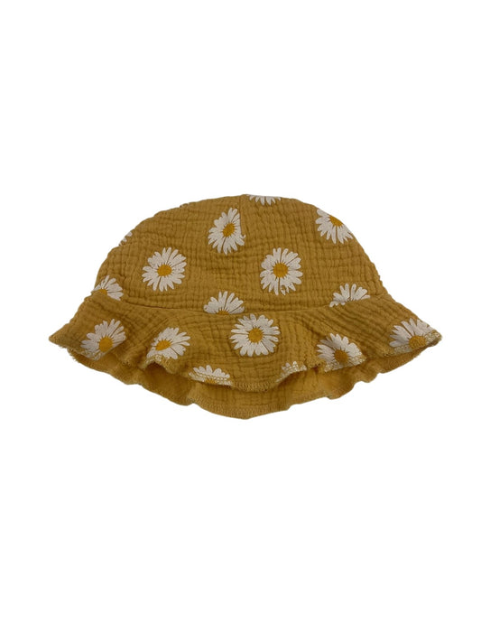 Mustard Daisy Print Muslin Ruffle Bucket Hat 6-12M