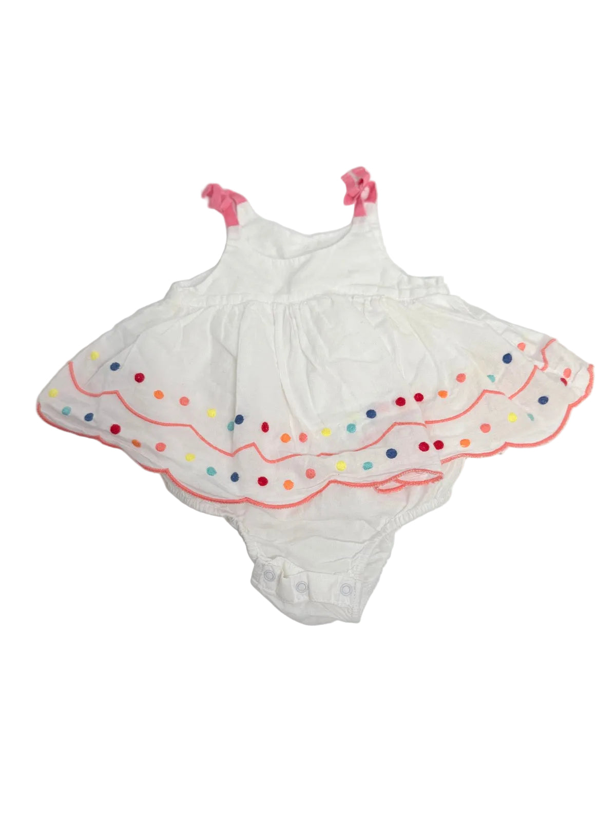 Baby Gap White Embroidered Dot Romper Dress 3-6m