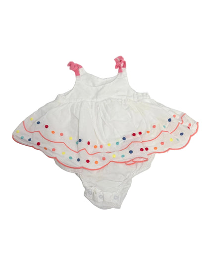 Baby Gap White Embroidered Dot Romper Dress 3-6m