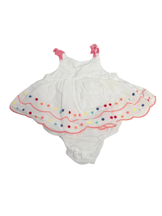 Baby Gap White Embroidered Dot Romper Dress 3-6m