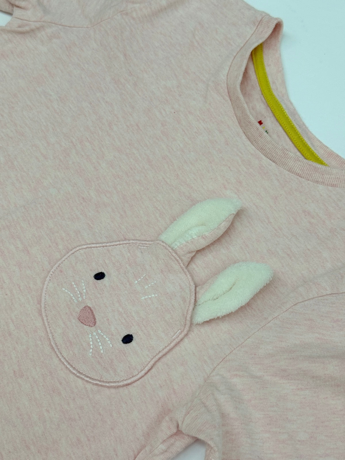 Mini Boden Bunny Appliqué Pink T-Shirt 6-7Y