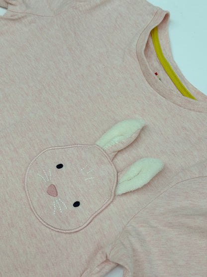 Mini Boden Bunny Appliqué Pink T-Shirt 6-7Y