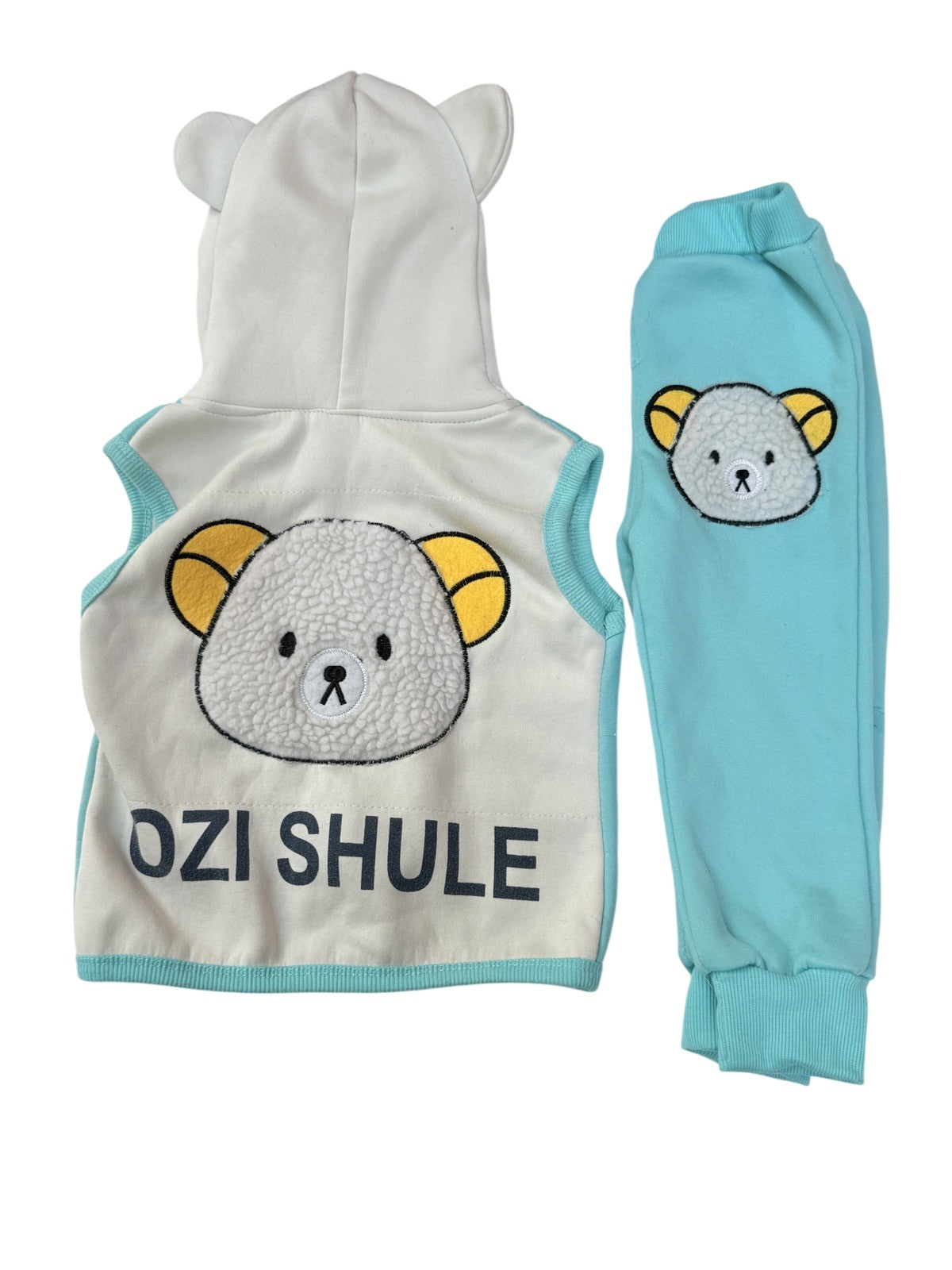 Ozi Shule Bear Hoodie Vest Set Size S